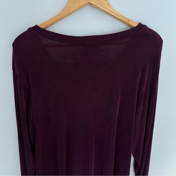 Citiknits Womens Square Neck Top Size 1X Slinky Long Sleeve Wine Color - Picture 8 of 10